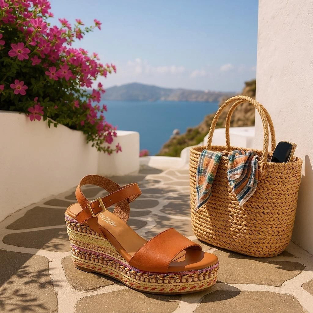 Patrizia Tisch Woven Pink Fushia Wedge Espadrille Sandal US 9.5 EU41 Cognac - Picture 9 of 9